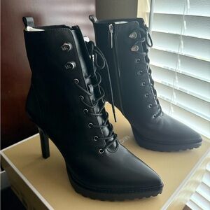 Michael Kors Black Lace-Up Heeled Boots